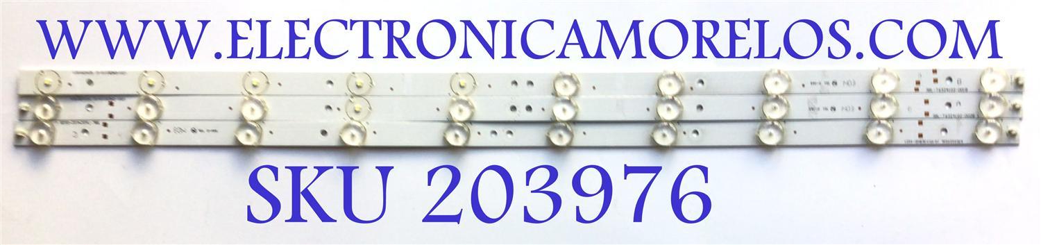 KIT DE LED'S PARA TV WENSTINGHOUSE ( 3 PZ ) / NUMERO DE PARTE 3BNL-T6324102-001B / 3BNL-T6324102-002B / 6050020035 / JS-HY33EBHD-0021 / MODELO DWM32H1Y1